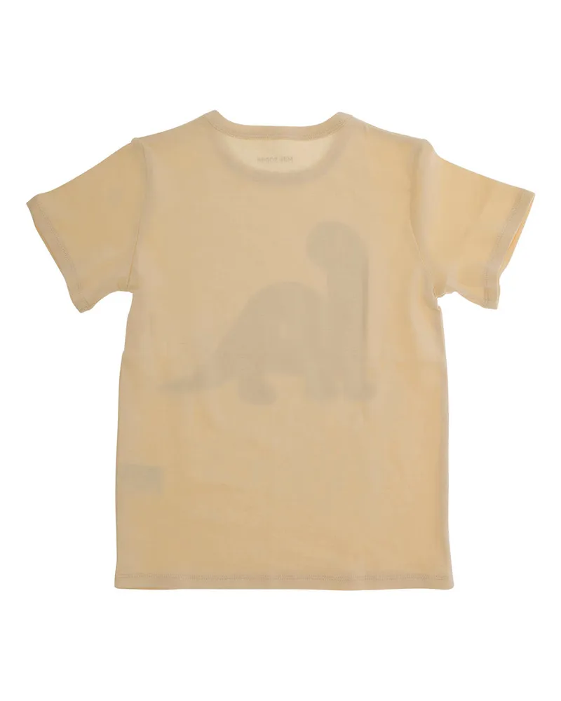 Mini Rodini Unisex Beige Crewneck T-Shirt With Print Cotton T-Shirts And Polos Beige