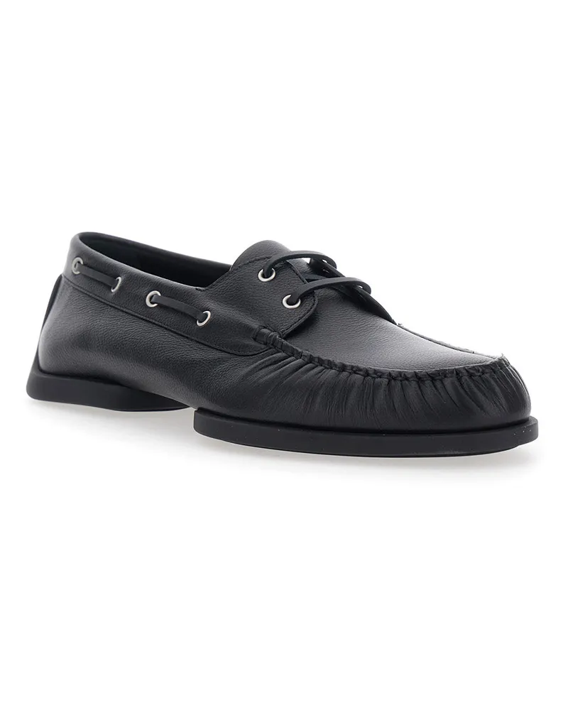 Jil Sander Men's Loafers, Black Leather Black