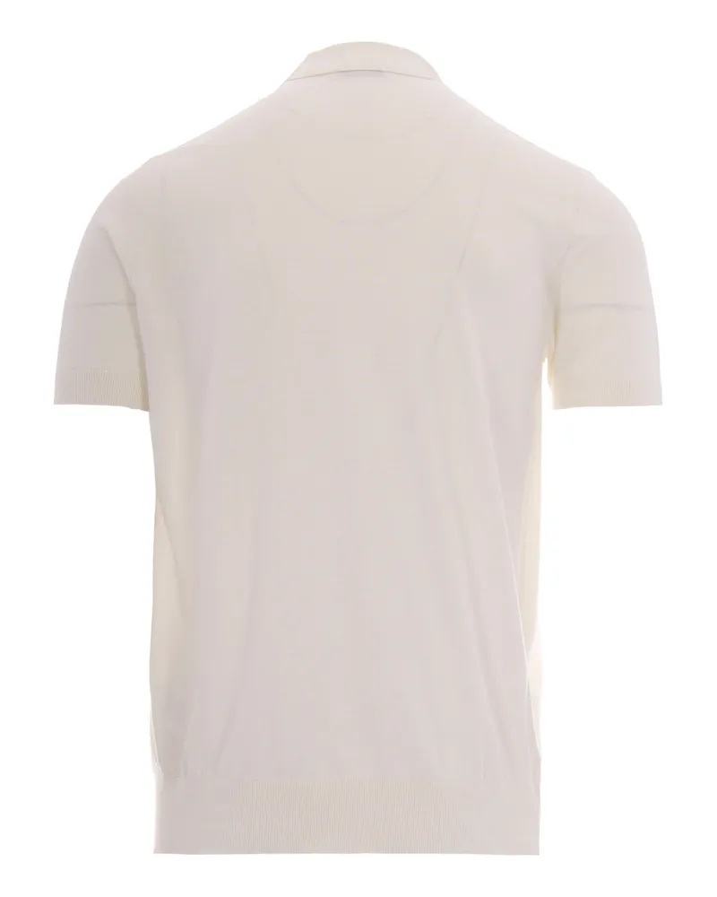 Paolo Pecora Milano Men's Polo Shirt Knit White Cotton T-shirts And Polos White