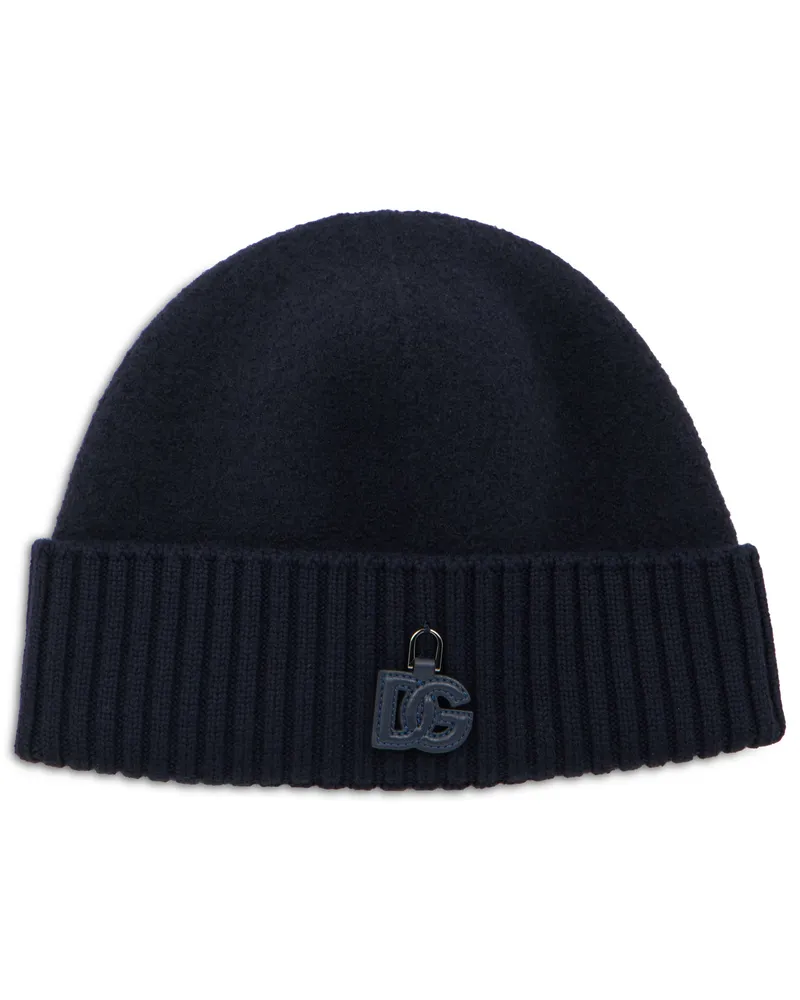 Dolce & Gabbana Men's Knit Cap Dark Blue Virgin Wool Hat Navy