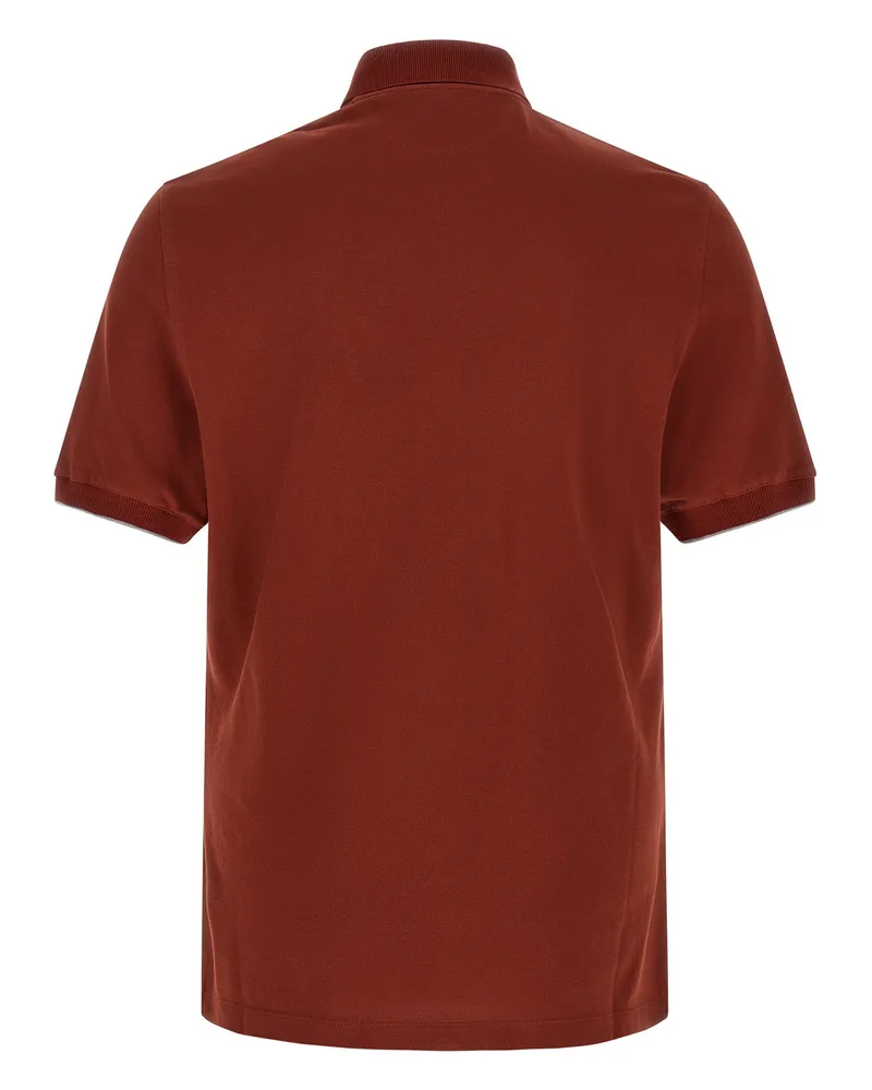 Brunello Cucinelli Logo-Embroidered Piqué Polo Shirt — Terracotta Terracotta