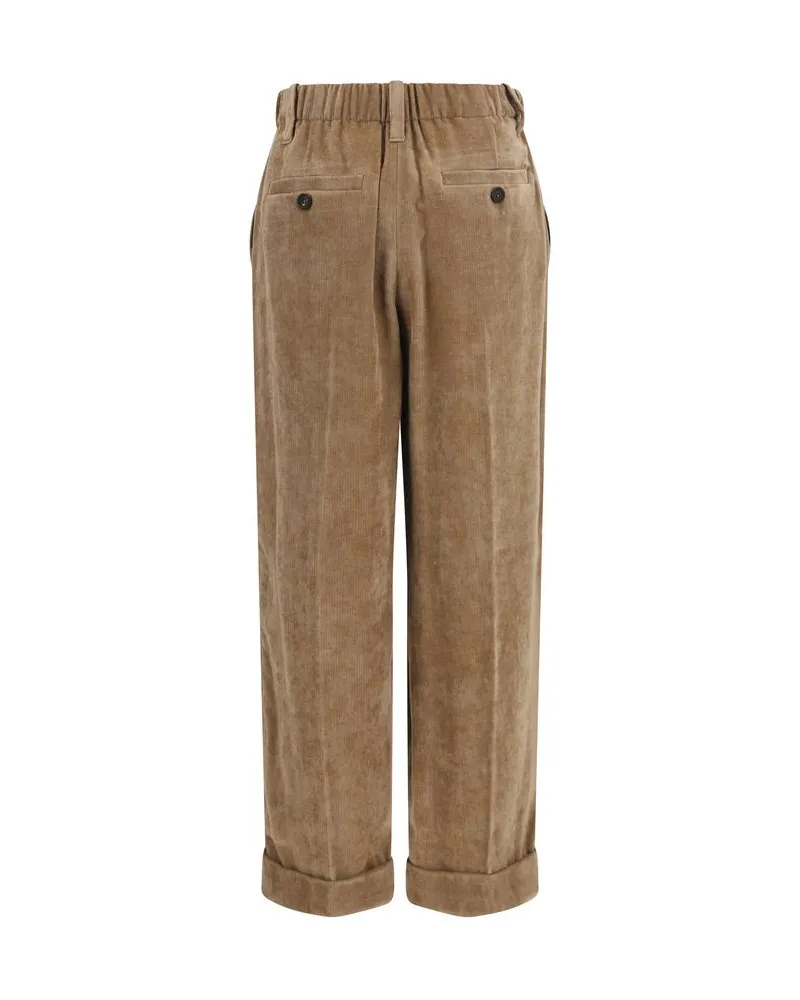 Brunello Cucinelli Women's Brown Viscose Casual Pants Brown