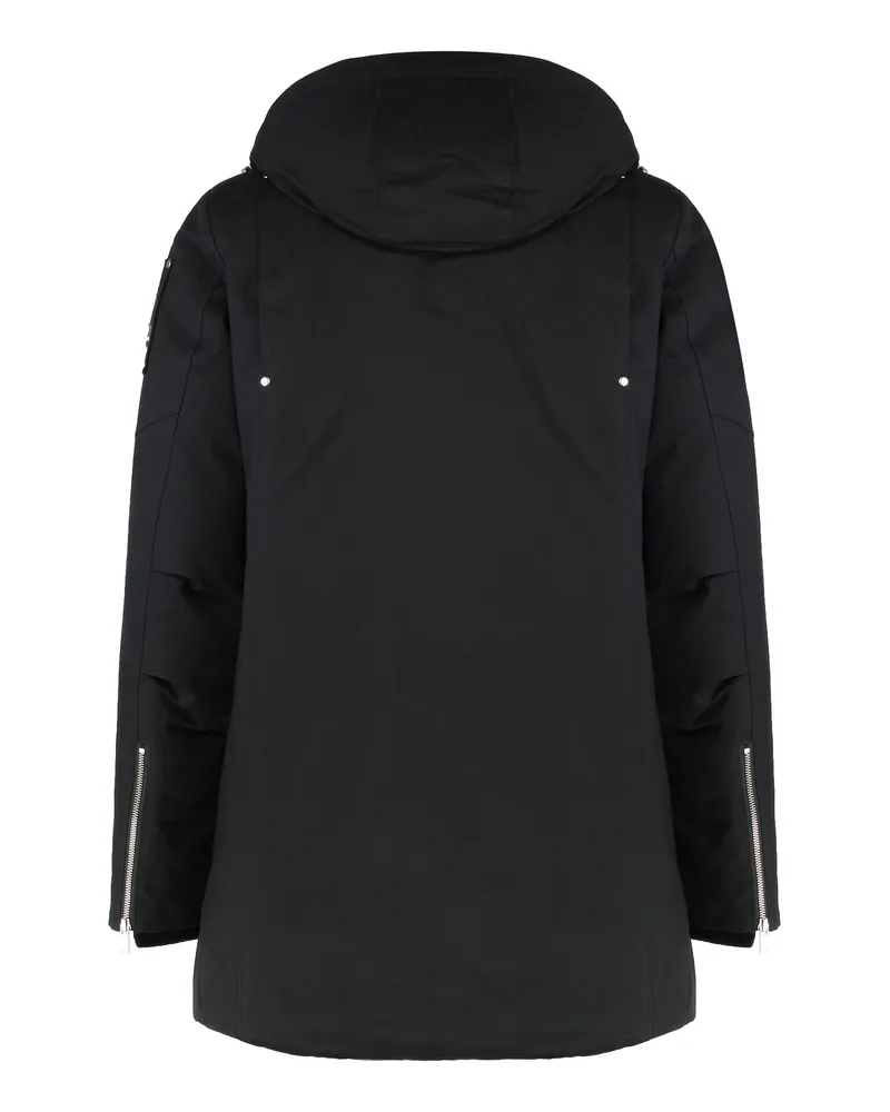 Moose Knuckles Men Parka With Removable Hood Black Cotton Parkas Coat Black