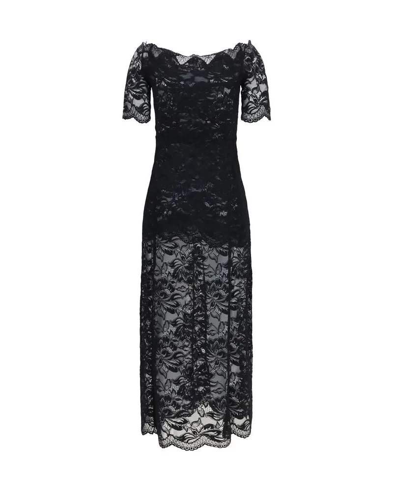 Paco Rabanne Women Black Polyamide Long Dress Black