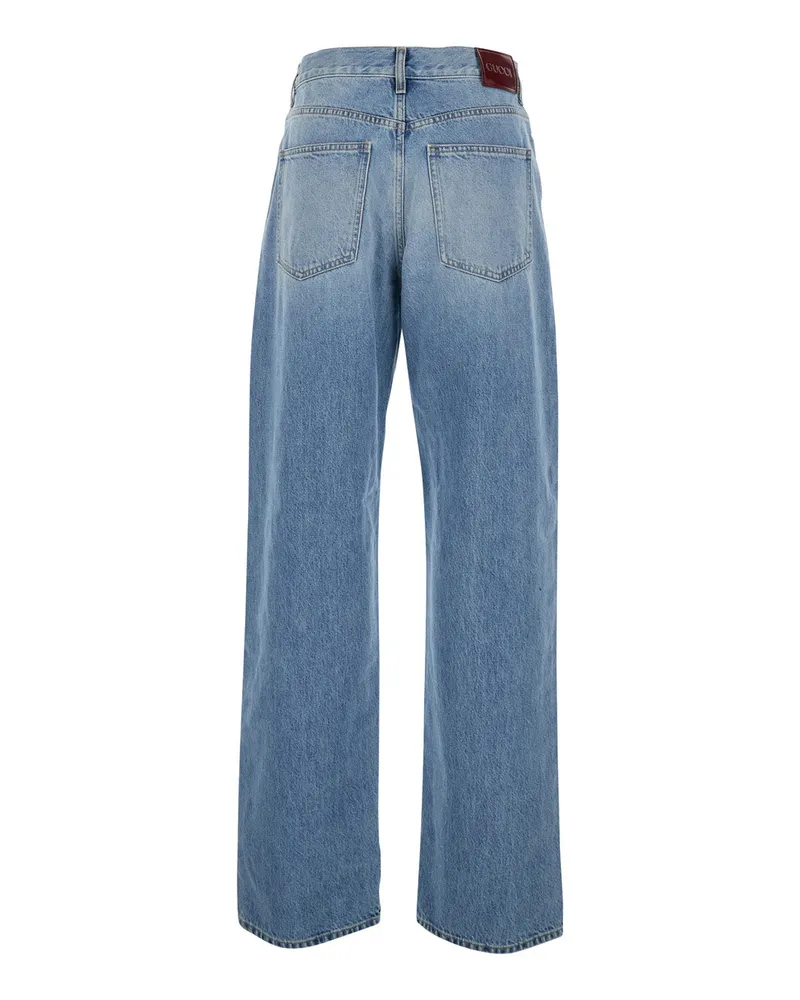 Gucci Women's Jeans Five-Pocket Blue Denim Fabric Blue