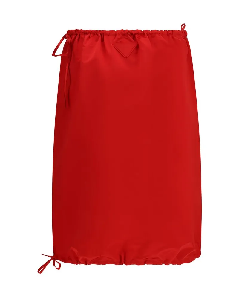 Prada Silk Satin Midi Skirt — Red Red