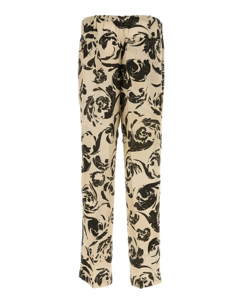 Dries van Noten Men's Pritned Viscose Penny Pant Black Exterior: Pantaloni Trousers Beige