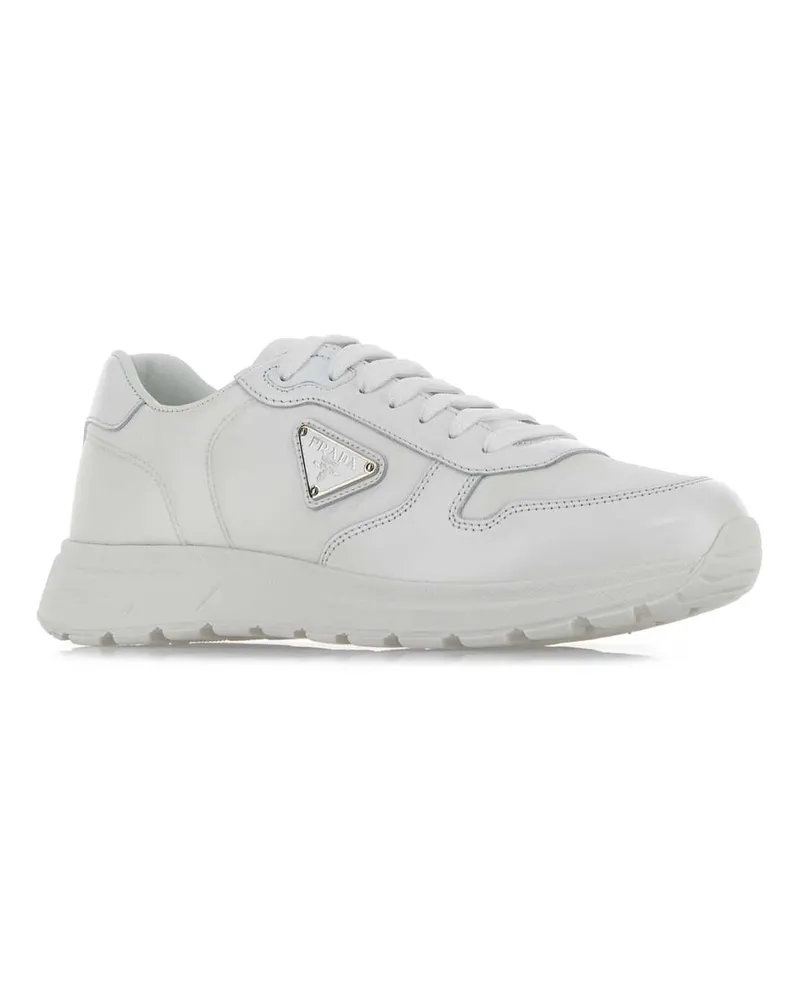 Prada Men's White Nylon And Leather Prax 2.0 Sneakers Bianco Poliammidericiclata-Vitello Bianco