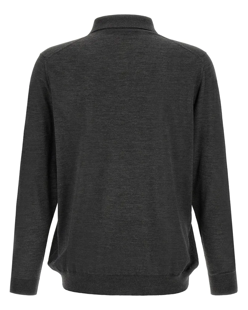 Kiton Men's Gray Wool Polo Shirt Gray