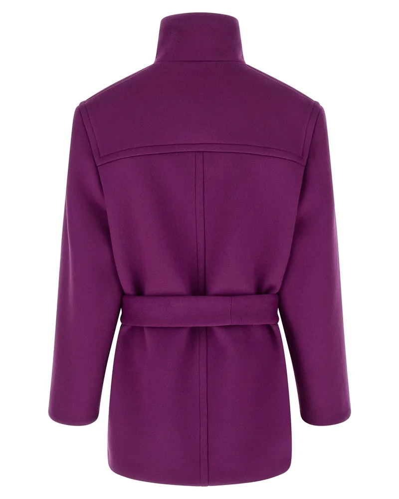 Saint Laurent Double-Face Wool Coat — Purple Purple