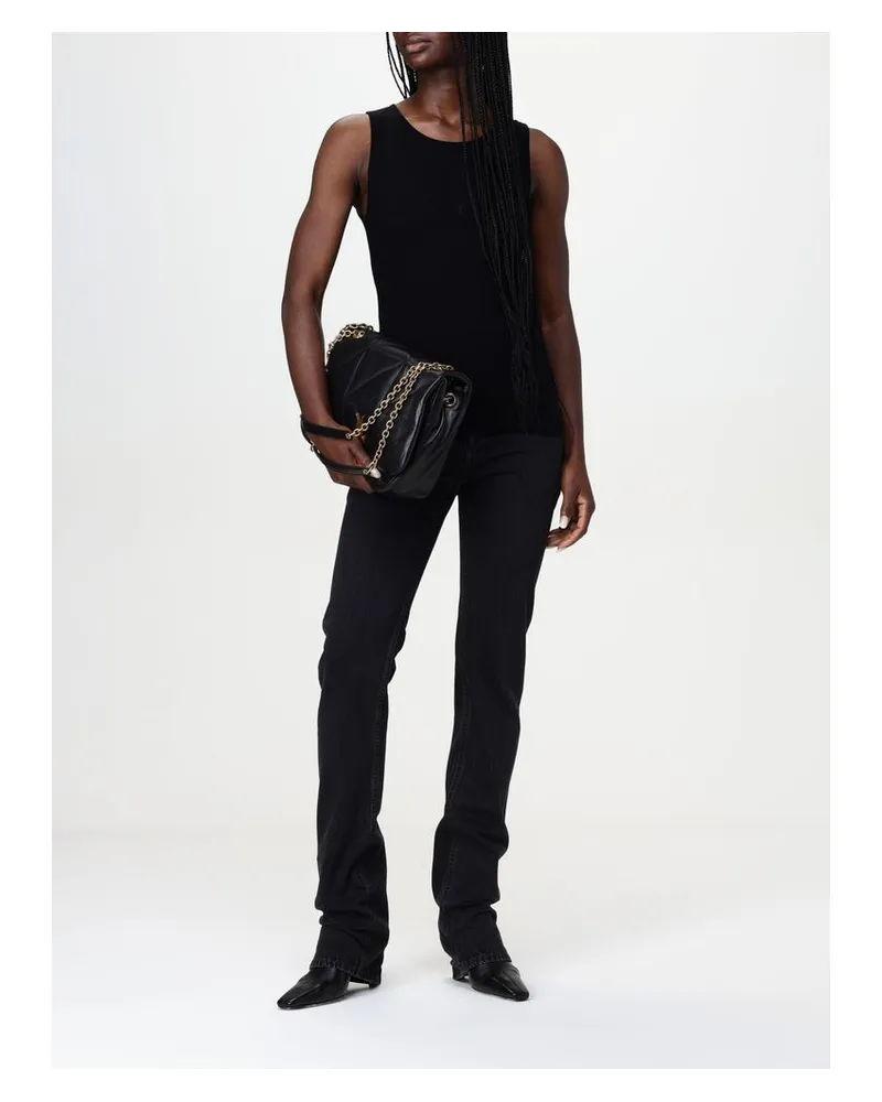Saint Laurent Women's Black Cotton Straight-Leg Jeans Clothing Black