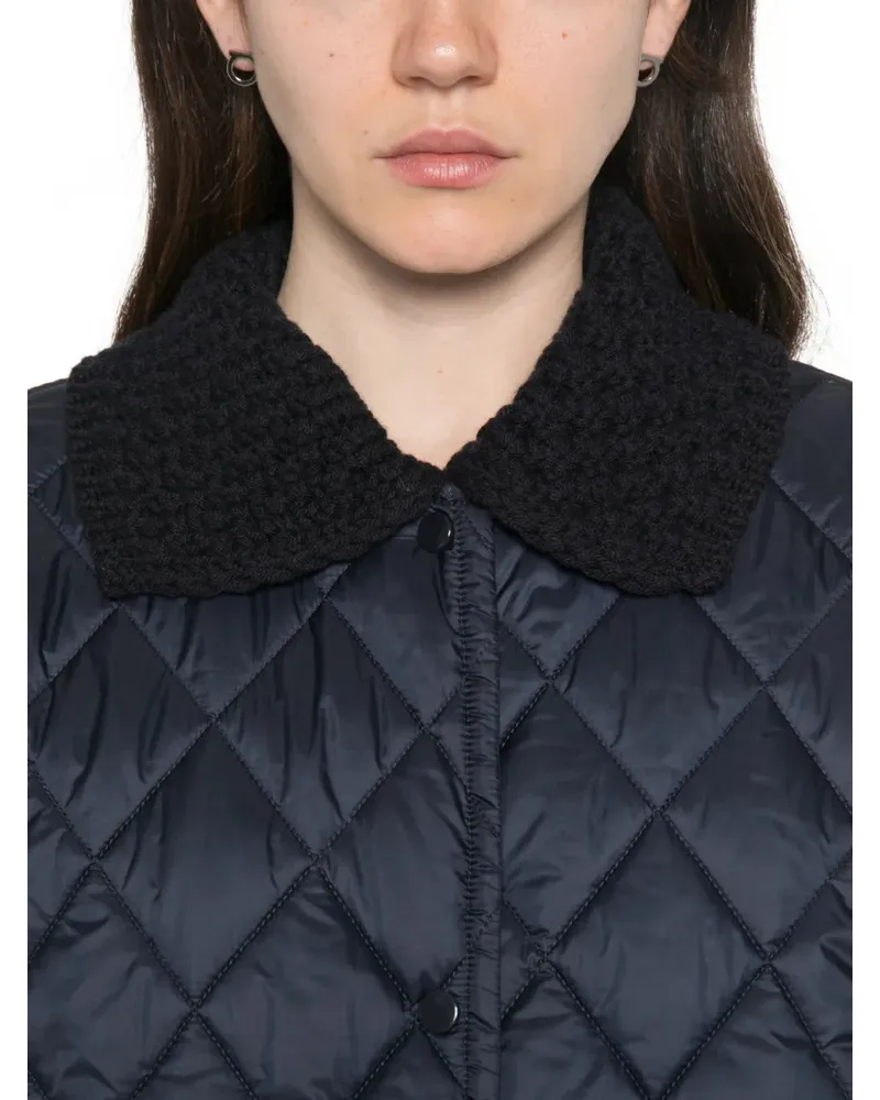 Fabiana Filippi Women's Quilted Contrast-Collar Coat Ss26 W Navy