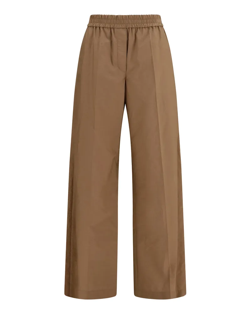 Brunello Cucinelli Women's Trousers With Elasticated Waist, Dune Cotton Beige