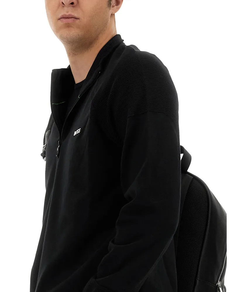 HUGO BOSS Logo-Embroidered Sweatshirt — Black Black