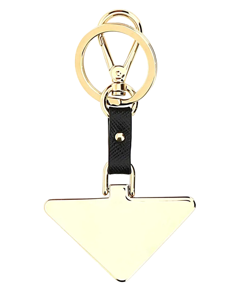 Prada Women's Two-Tone Metal And Leather Key Ring F0002 Steel-Calfleather Portachiavi Keychains Black