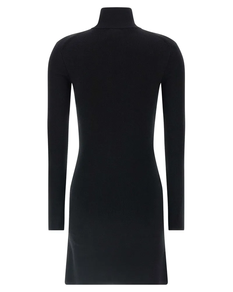 Courrèges Wool Knit Polo Dress — Black Black