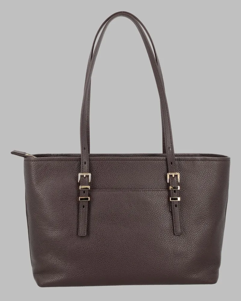 Michael Kors Quinn Medium Leather Tote Bag — Brown Brown