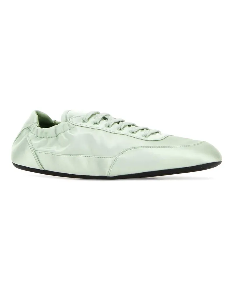 Prada Women's Mind Green Satin Collapse Sneakers Acqua Green