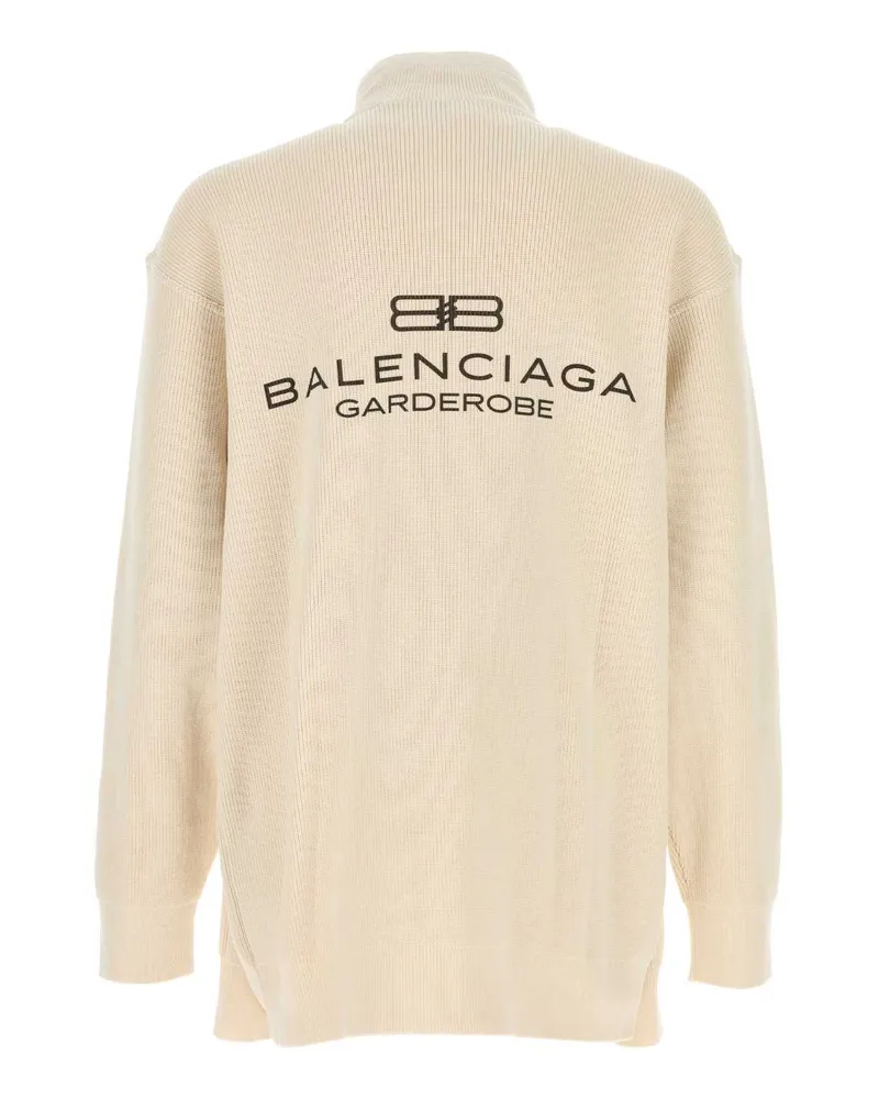 Balenciaga Men's Cream Cotton And Polyester Sweater Beige Exterior: Maglieria Beige