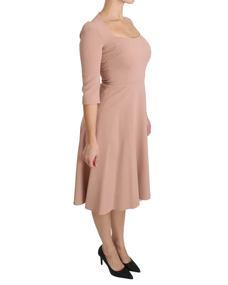 Dolce & Gabbana Women's Pink 3-4 Sleeves A-Line Viscose Dress Acetate Elastane Pink