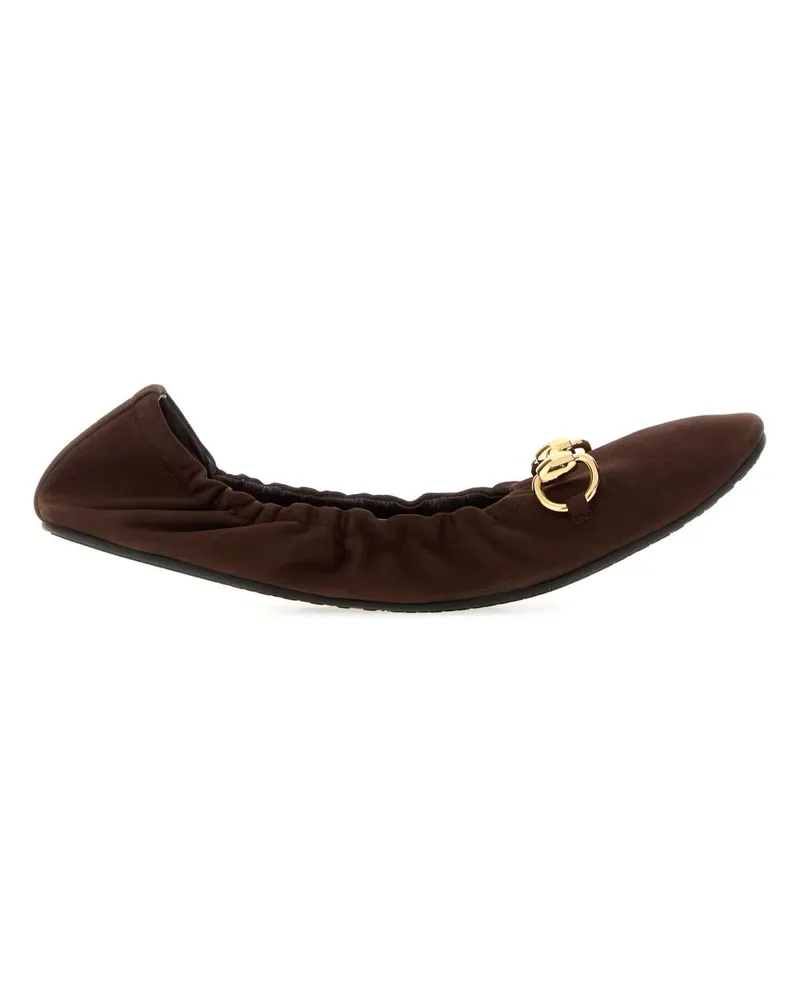 Gucci Women's Prima Ballet Flat Brown Calf Skin Brown