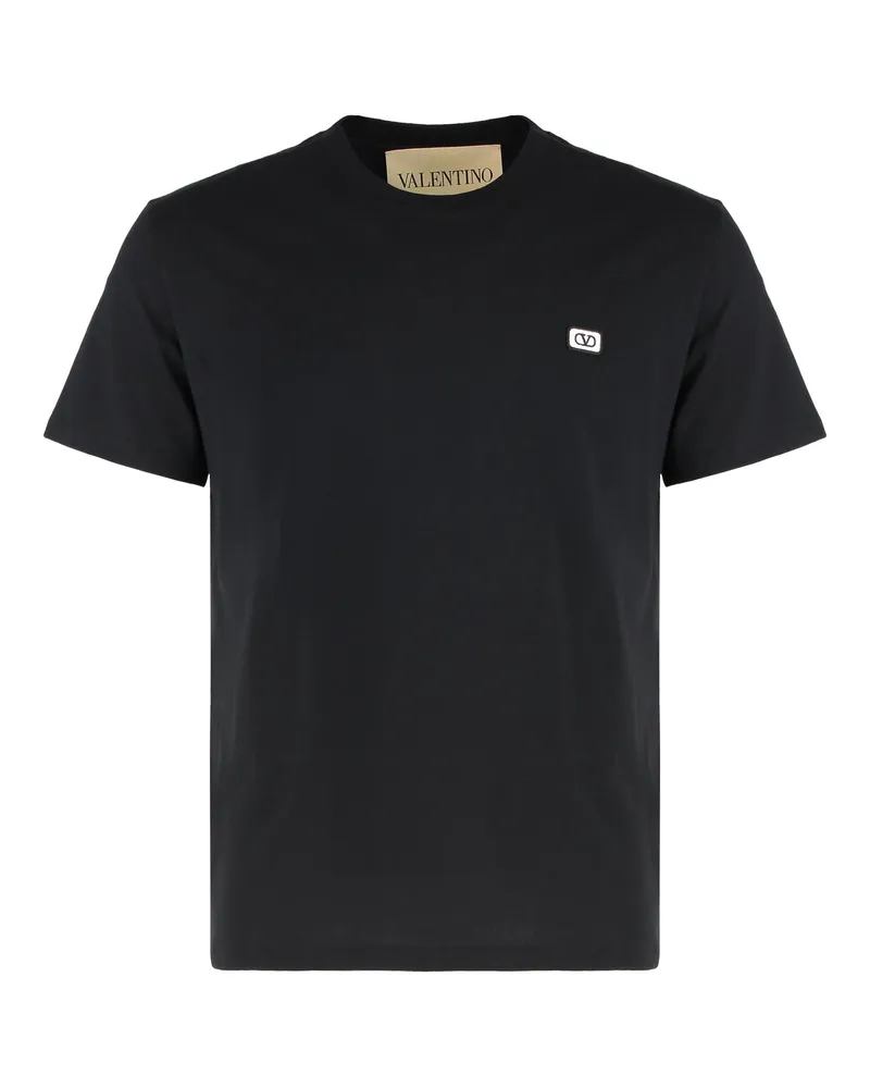 Valentino Garavani Men's T-Shirt Crew-Neck Cotton Black T-Shirts And Polos Black