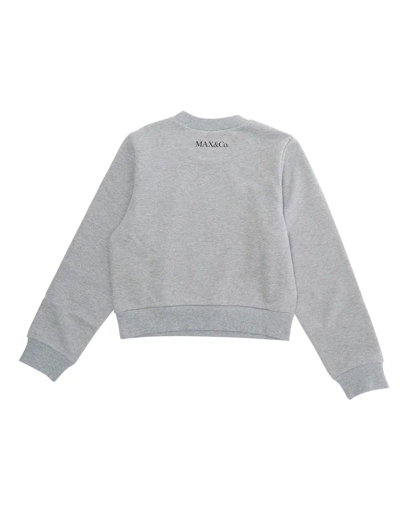 MAX&Co. Girls Crewneck Sweatshirt Grey Cotton Hoods & Sweatshirts Gray