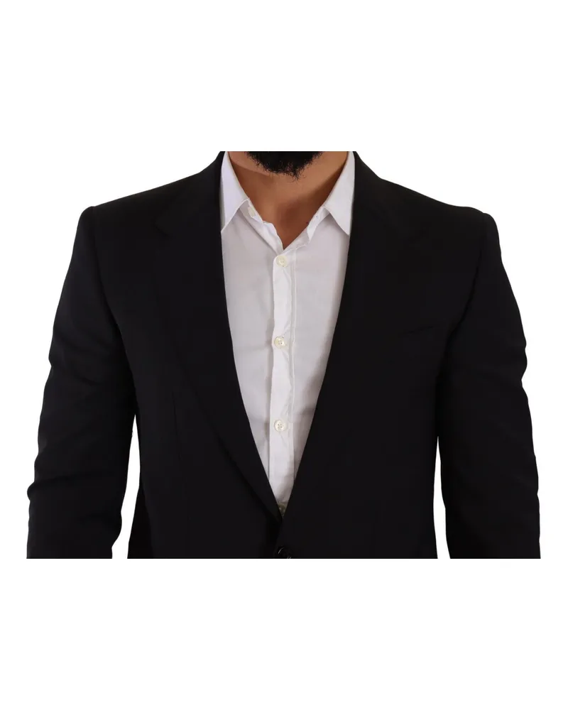 Dolce & Gabbana Men's Black Slim Fit Vest 2 Button Martini Blazer Wool Clothing Black