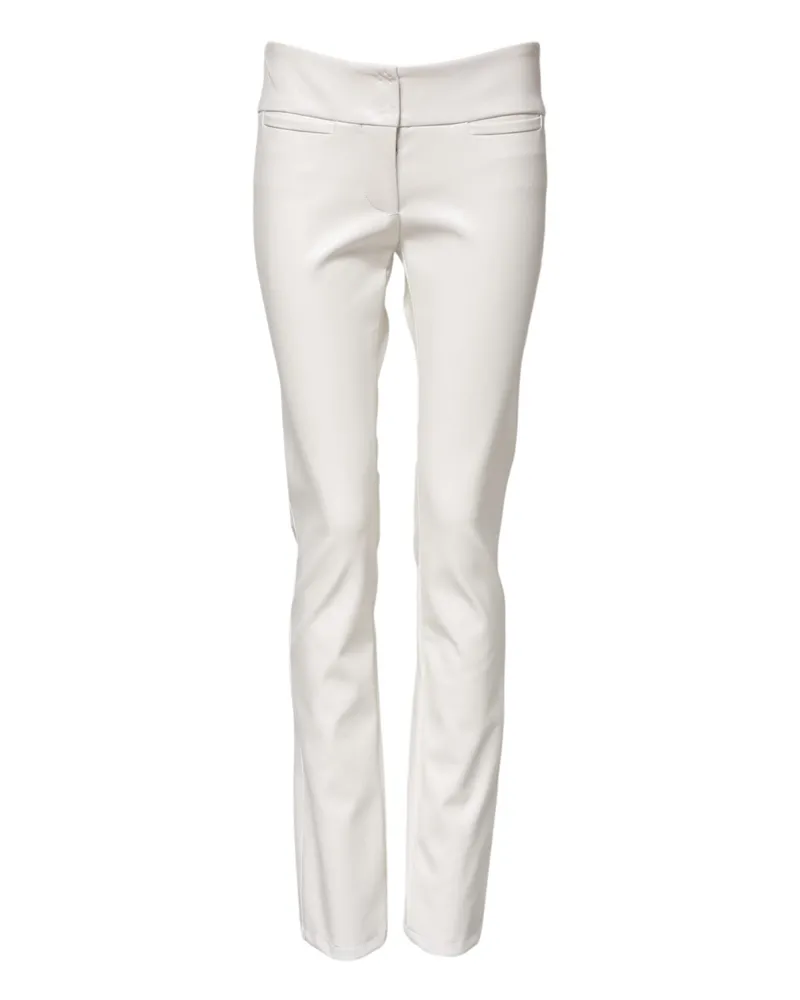 Dolce & Gabbana Women White Polyurethane High Waist Tapered Pants Viscose White