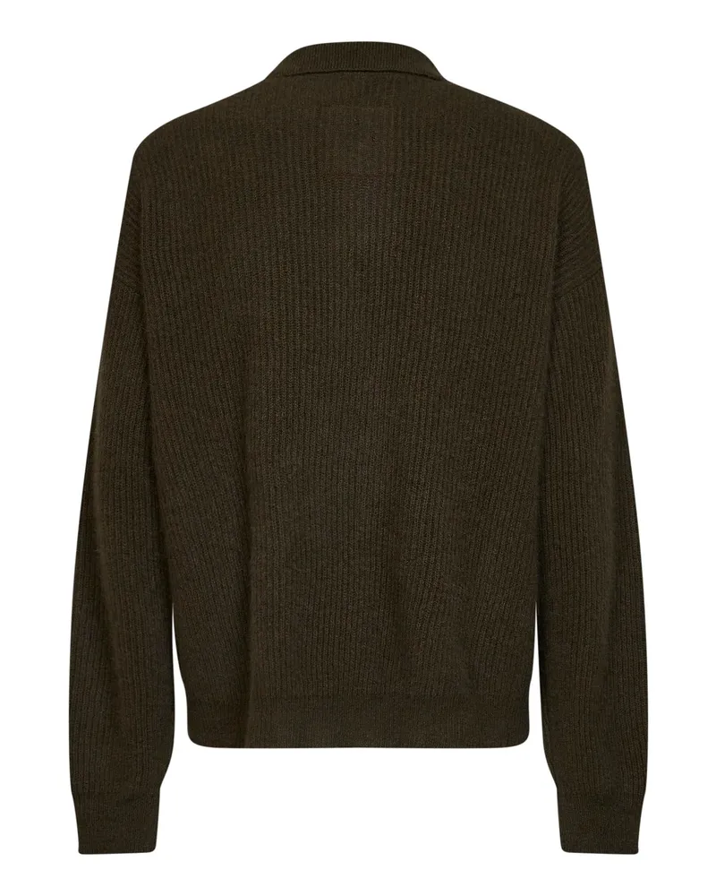 Uma Wang Men's Polo Shirt Ribbed Cashmere Green Knitwear Sweater Green