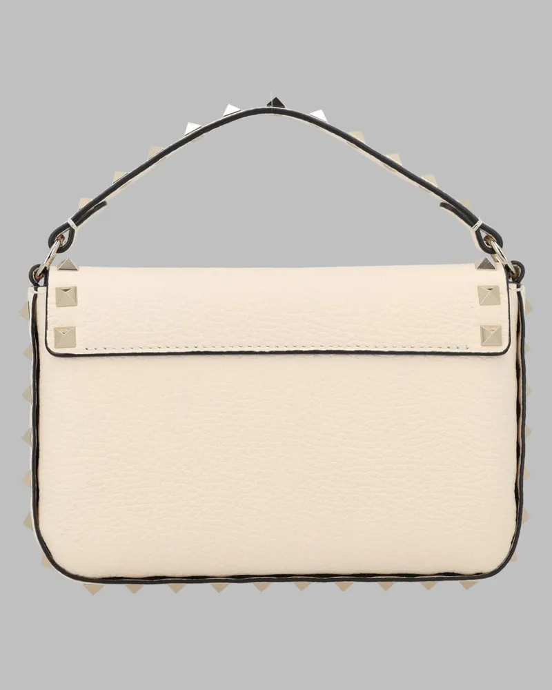 Valentino Garavani Women's Rockstud Leather Pouch Ivory Calf Handbags Hand Bags White