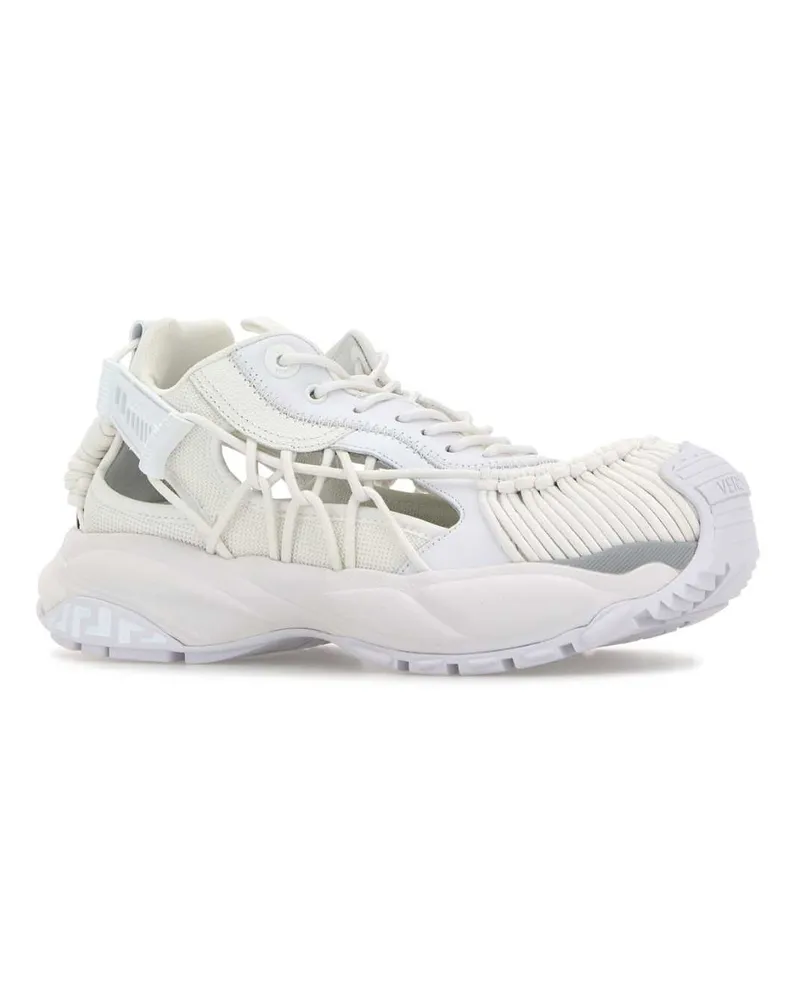 Versace Men's White Leather And Fabric  Mercury M_vs_01 Sneakers Opticalwhite White