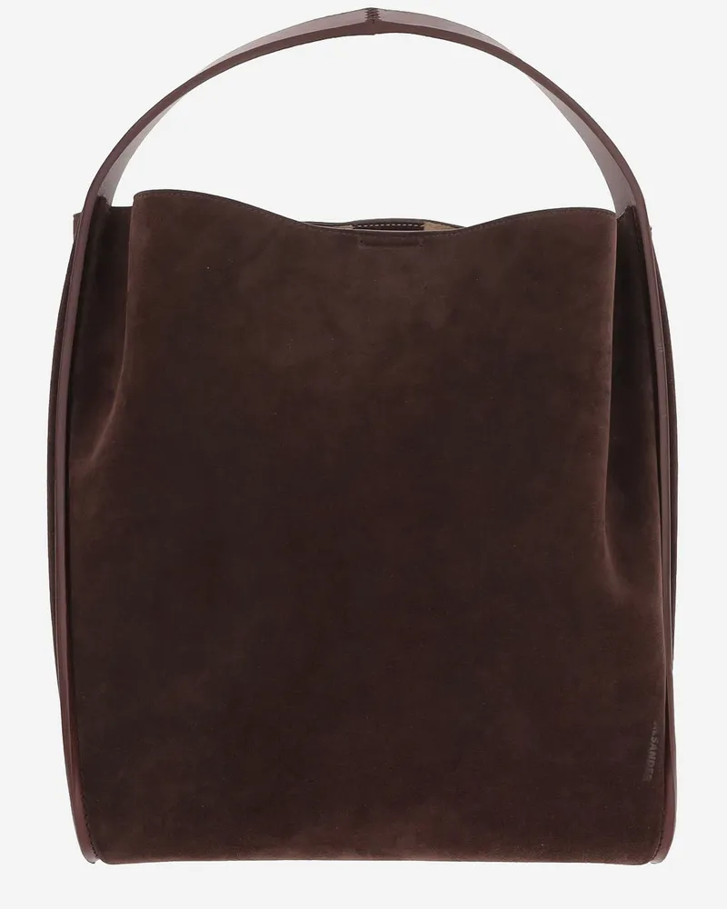 Jil Sander Women's Suede Shoulder Bag Brown Calf Leather Brown