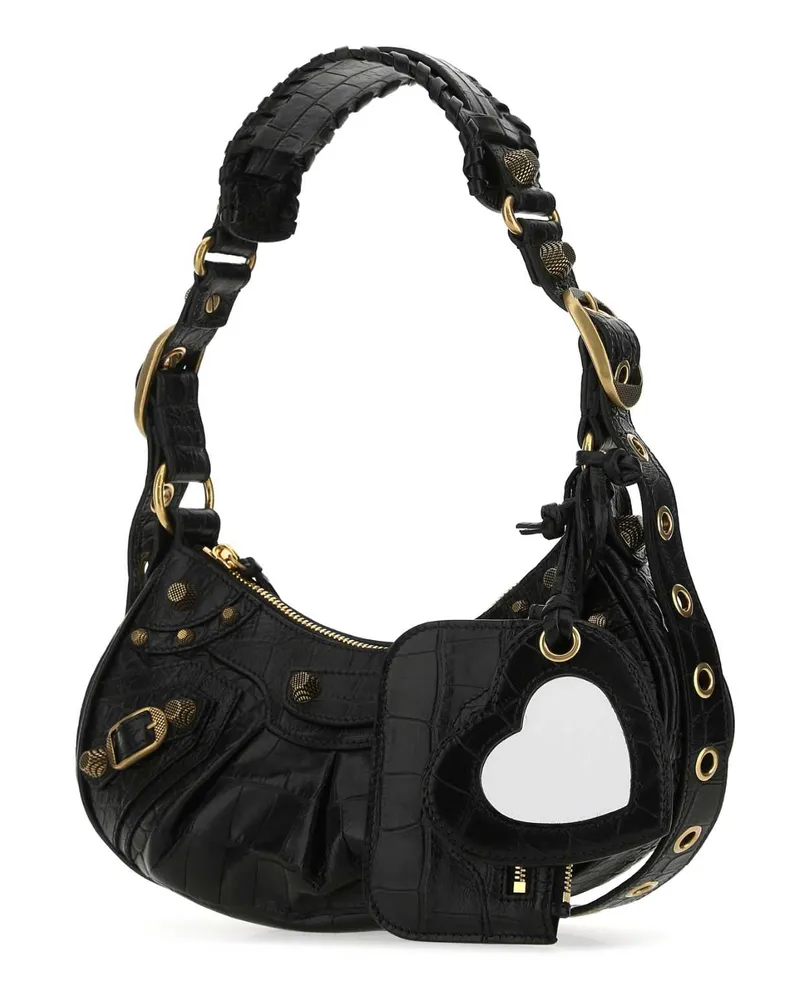 Balenciaga Women's Black Leather Le Cagole Xs Shoulder Bag 1000 Borse A Mano Black