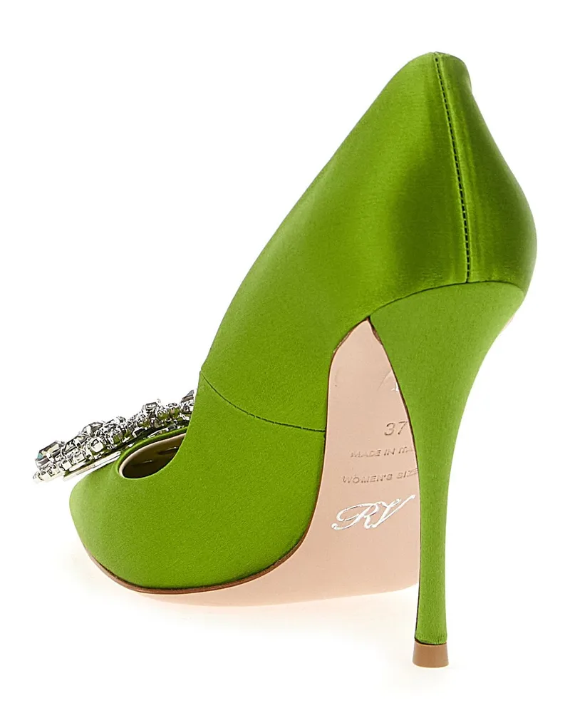 Roger Vivier Satin with Jewel Buckle Pump — lime green Lime