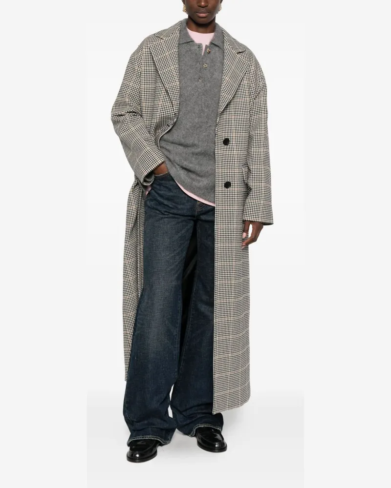 Tagliatore Wool Houndstooth Check Coat — grey Grey