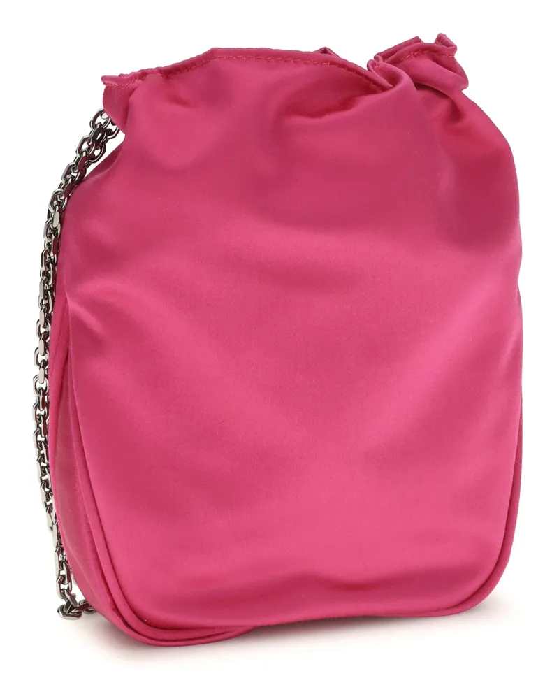 Roger Vivier Women's Bucket Bag Nano Pilgrim Fuchsia Satin Medium Silk Pink
