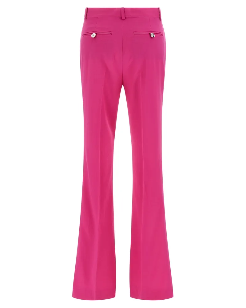Versace Women's Fuchsia Virgin Wool Flared Pants Pink