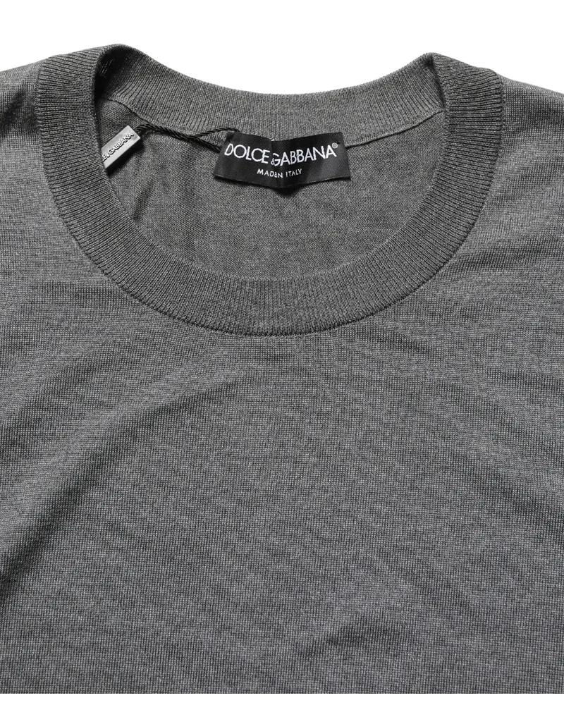 Dolce & Gabbana Silk Crew Neck Sweater — Gray Gray