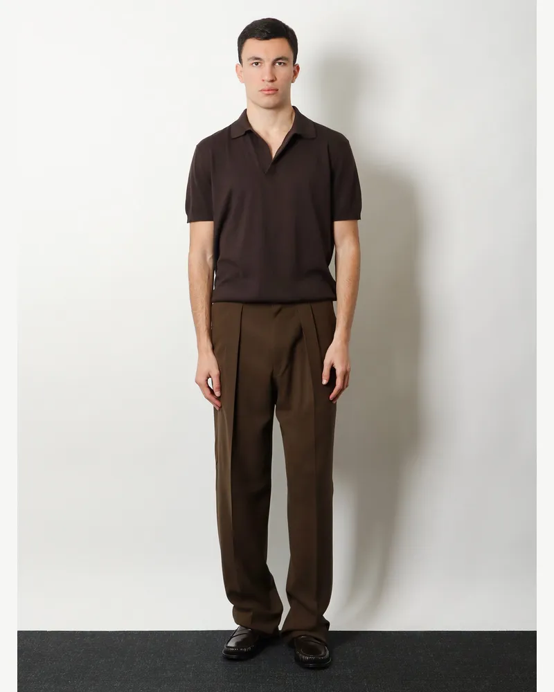Tom Ford Men's Wool Trousers With Pinces Brown Brown