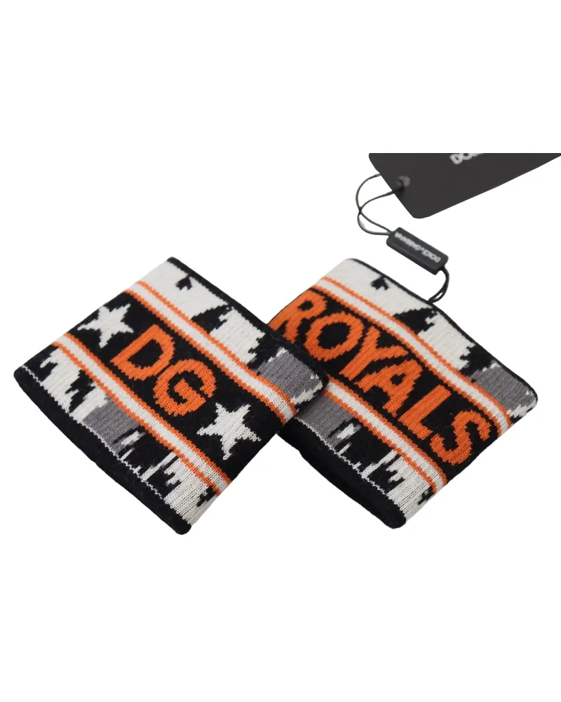 Dolce & Gabbana Men's Orange And Gray Two Piece Set Dg Royal Wristband Wool Accessory Black