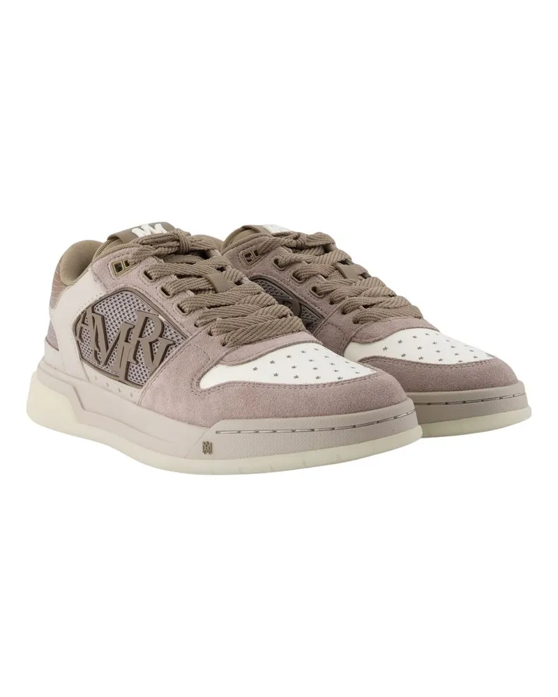Amiri Calfskin Leather Sneakers — Gray 