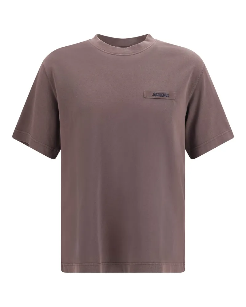 Jacquemus Monogram Patch Cotton T-Shirt — Brown 