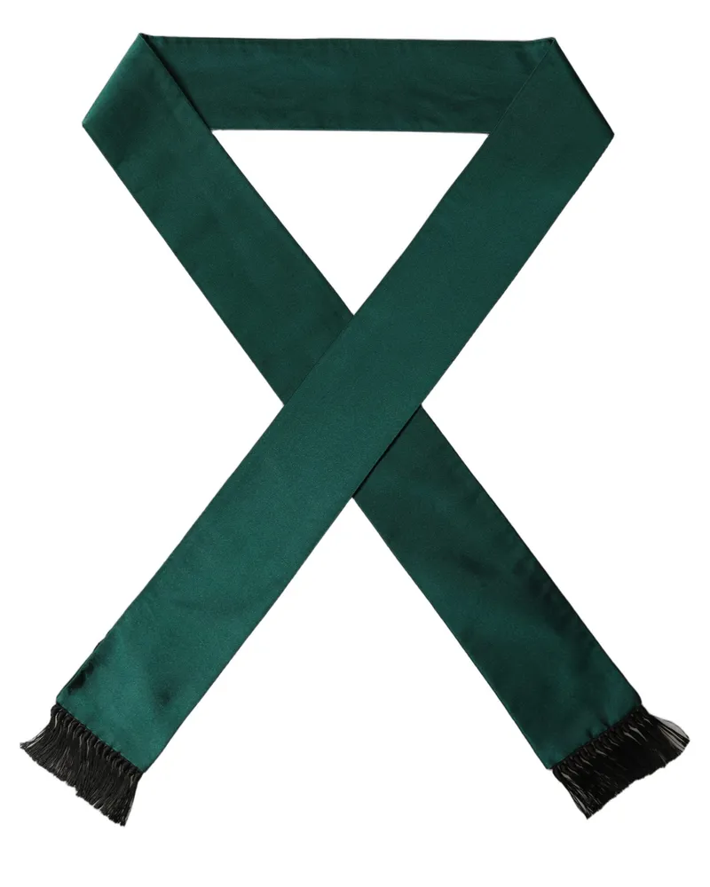 Dolce & Gabbana Fringed Silk Scarf — Green Green