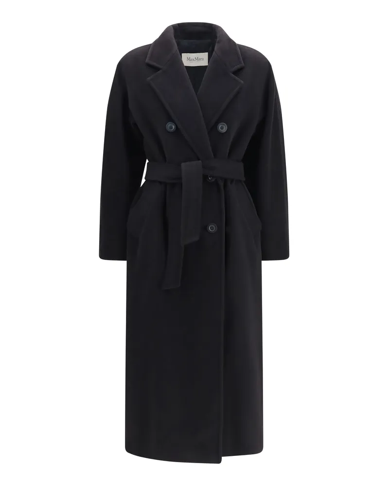 Max Mara Women's Coat 101801 Madame Black Merino Wool Black