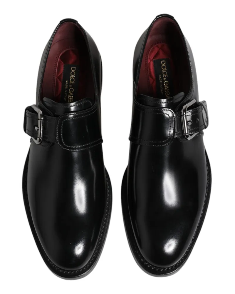 Dolce & Gabbana Men's Black Leather Monk Strap Derby Formal Shoes Calf Black