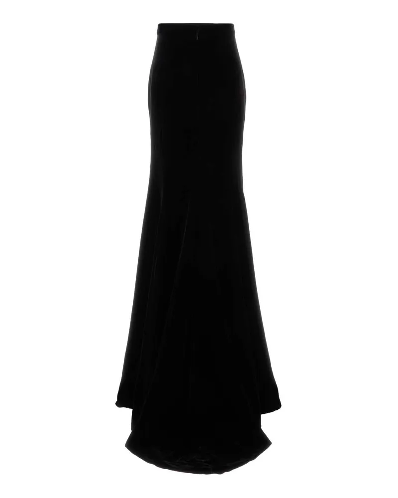 COSTARELLOS Velvet Maxi Skirt — Black Black
