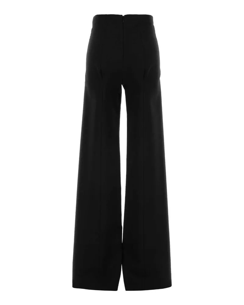 Gucci Women's Black Stretch Wool Blend Wide-Leg Pant Mix Pantaloni Trousers Black