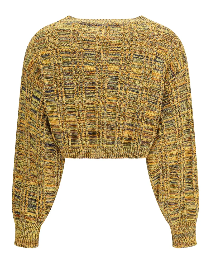 Kristina Ti Women Crop Sweater Groove Ochre Cotton Yellow