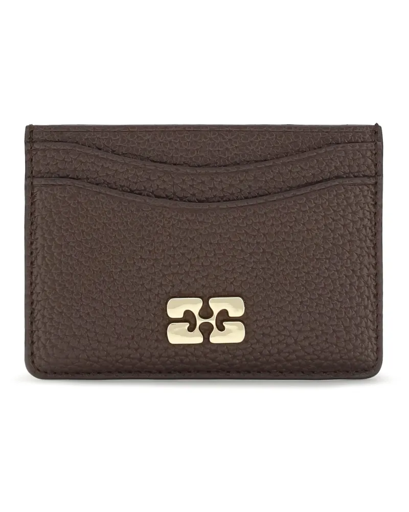 Ganni Women's Card Holder Grained Chicory Coffee Recycled Polyester Wallets & Purses Brown